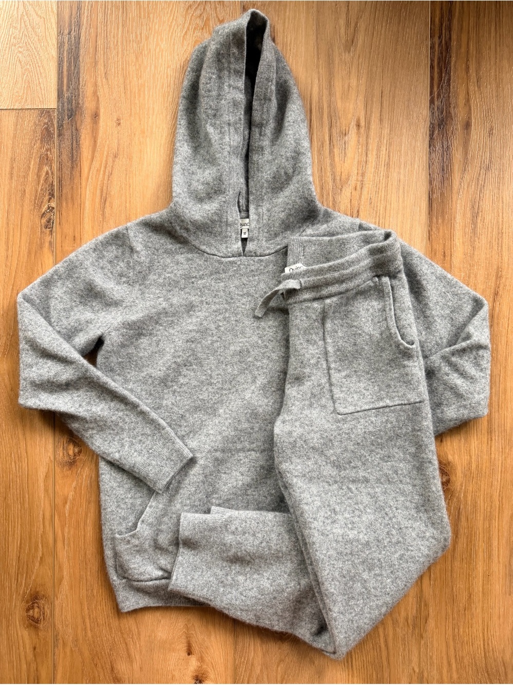 Quince Cashmere Washable Hoodie Jogger Set Heather Grey Kids Size 10 Unisex